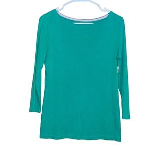 GREEN ST. PATTYS DAY 3/4 SLEEVE SCOOPNECK SOLID BLOUSE SIZE S/M